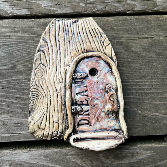 Handmade Ceramic Wallhanging Of Tree Doorway With Words Dream - Picture 3 of 10